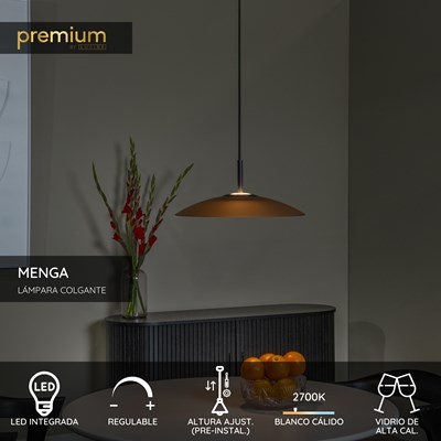 Lucide MENGA - Lámpara colgante - Ø 40 cm - LED Regul. - 1x11W 2700K - Ámbar | Premium